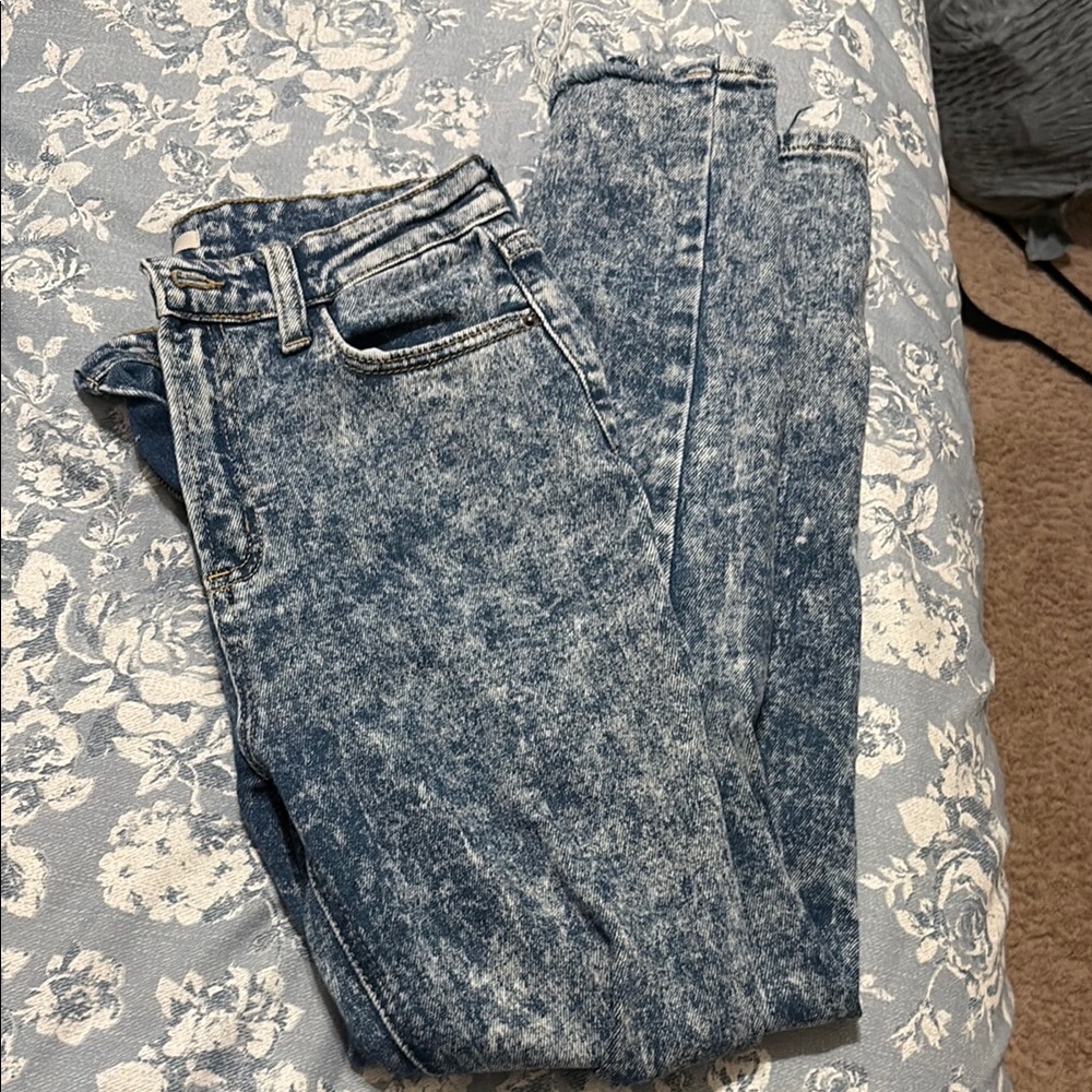 High Rise Blue Acid Wash Jeans